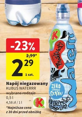 Napój niegazowany Kubuś Waterrr wybrane rodzaje 0,5l promocja w Intermarche