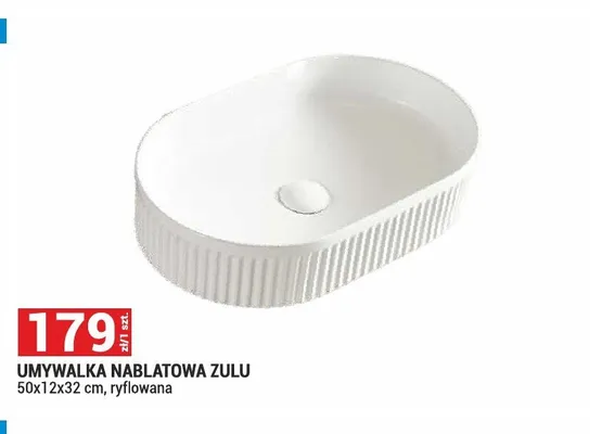 Umywalka nablatowa Zulu ryflowana promocja w Merkury Market