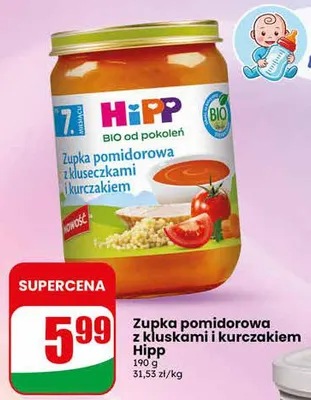 Zupka pomidorowa z kluskami i kurczakiem Hipp promocja w Dino