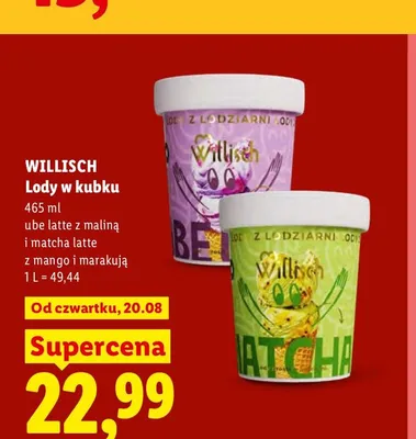 Lody w kubku Ube Latte z Maliną Willisch promocja w Lidl