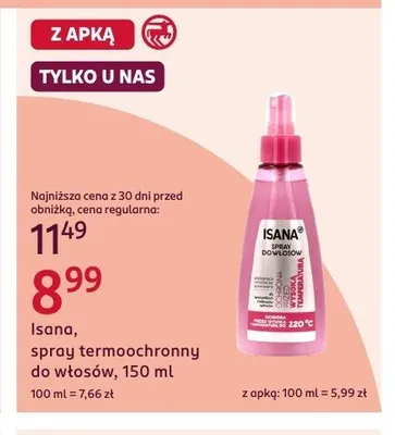 Spray termoochronny do włosów Isana promocja w Rossmann