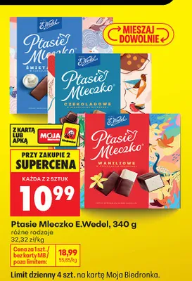 Ptasie Mleczko śmietankowe E.Wedel promocja w Biedronka