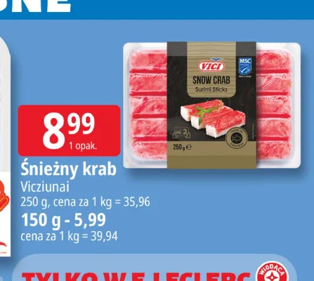 Śnieżny krab Vici promocja w Leclerc