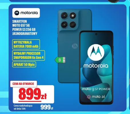 Smartfon Motorola Moto G57 5 g Power 12/256 Gb jasnoniebieski promocja w RTV EURO AGD