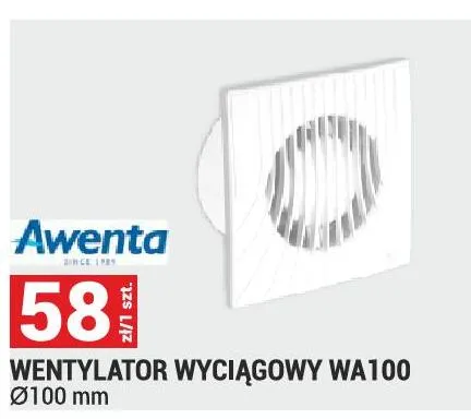 Wentylator wyciągowy WA100 Ø100 mm promocja w Merkury Market