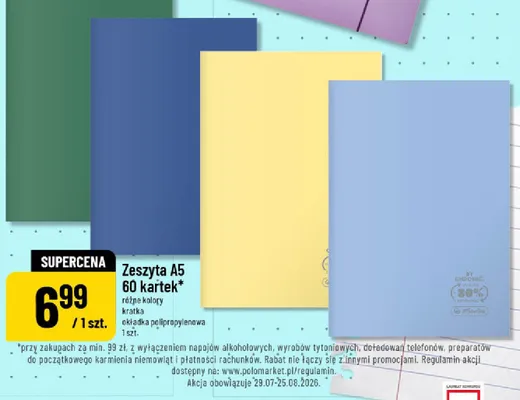 Zeszyt A5 Herlitz 60 kartek promocja w POLOmarket