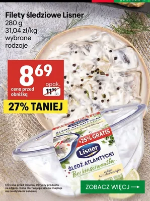 Filety śledziowe Lisner promocja w Delikatesy Centrum