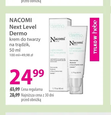Next Level Dermo krem do twarzy na trądzik Nacomi promocja w Hebe