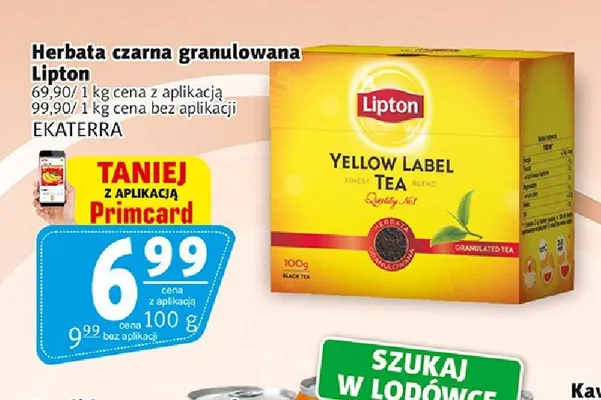 Herbata czarna granulowana Lipton Yellow Label promocja w Prim Market