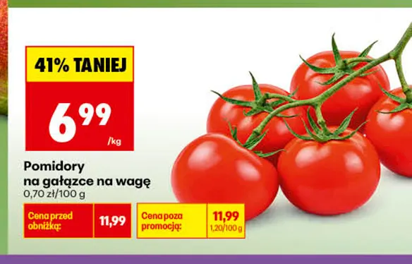 Pomidory na gałązce na wagę promocja w Biedronka