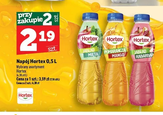 Napój Hortex Jabłko Rabarbar 500 ml promocja w TOPAZ