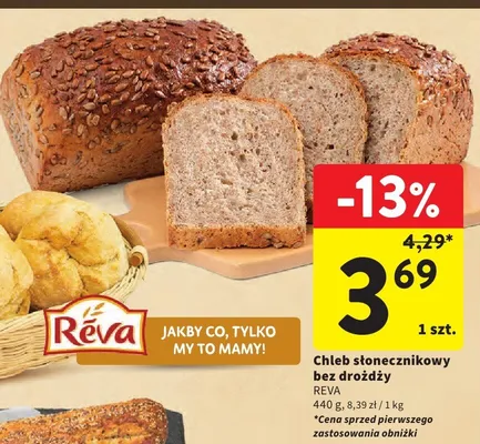 Chleb słonecznikowy bez drożdży promocja w Intermarche