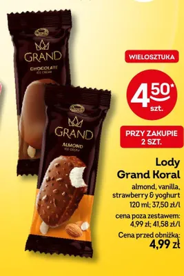 Lody Grand Koral strawberry & yoghurt promocja w Żabka