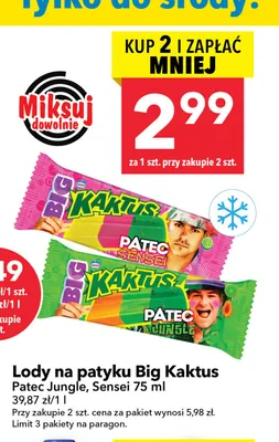 Lody na patyku Big Kaktus Patec Jungle promocja w LEWIATAN