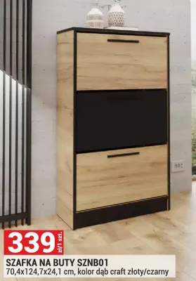 Szafka na buty SZNB01 70,4x124,7x24,1 cm, kolor dąb craft złoty/czarny promocja w Merkury Market