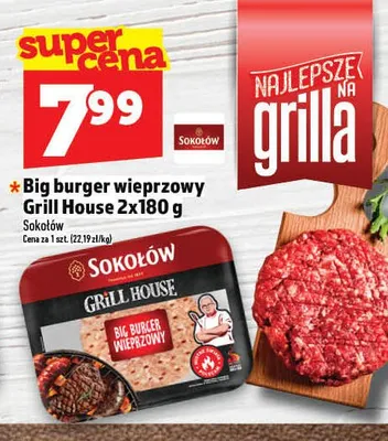 Big burger wieprzowy Grill House Sokołów 2-pak 180g promocja w TOPAZ