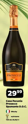 Wino musujące Casa Pecunia Prosecco Spumante D.O.C. wytrawne promocja w Netto