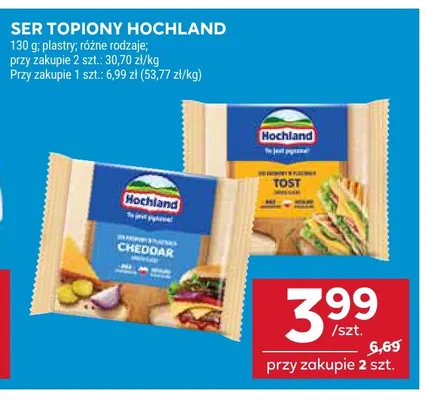 Ser topiony w plastrach Hochland Cheddar promocja w Stokrotka