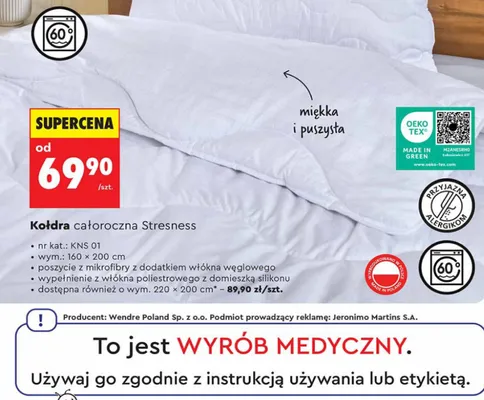 Kołdra całoroczna Stresness 220x200 cm promocja w Biedronka