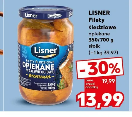 Filety śledziowe opiekane w zalewie octowej Lisner promocja w Kaufland