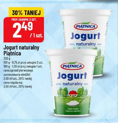 Jogurt naturalny Piątnica promocja w POLOmarket