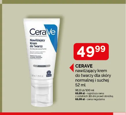 Nawilżający krem do twarzy dla skóry normalnej i suchej CeraVe promocja w Ziko Dermo