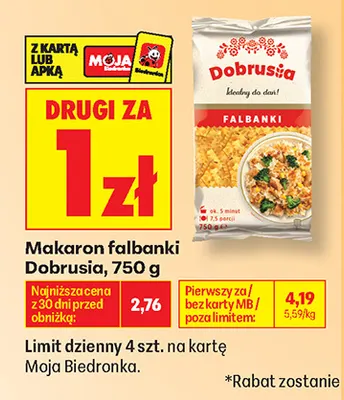Makaron falbanki Dobrusia promocja w Biedronka