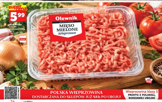 Mięso mielone z szynki wieprzowej Olewnik promocja w TOPAZ