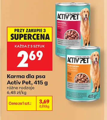 Karma dla psa z wołowiną Activ Pet promocja w Biedronka
