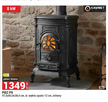 Piec P9 żeliwny Kawmet promocja w Merkury Market