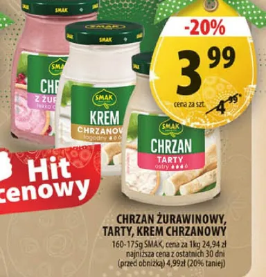 Chrzan żurawinowy, tarty, krem chrzanowy promocja w Arhelan