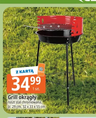 Grill okrągły ruszt stal chromowana śr. 29cm 32x33x55cm promocja w Leclerc