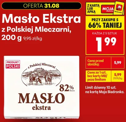 Masło ekstra z Polskiej Mleczarni promocja w Biedronka