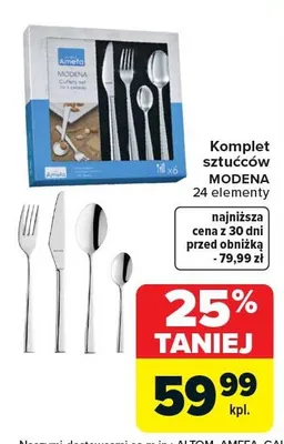 Komplet sztućców Modena 24 elementy promocja w Carrefour