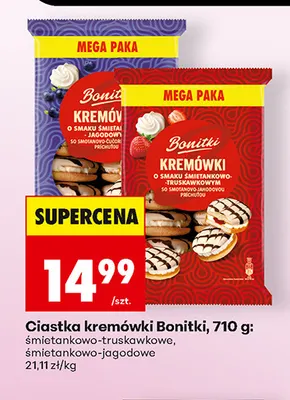 Ciastka kremówki Bonitki śmietankowo-truskawkowe promocja w Biedronka