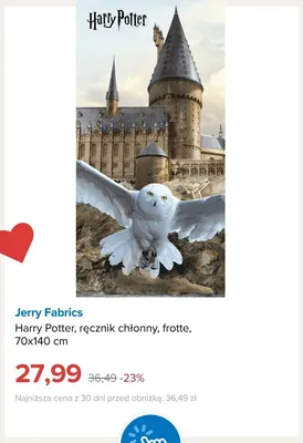 Ręcznik chłonny frotte Harry Potter Jerry Fabrics 70x140 cm promocja w Smyk