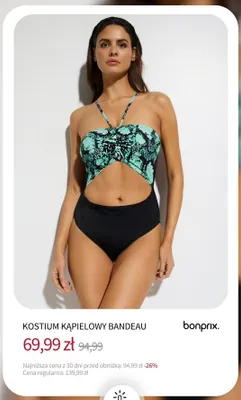 Kostium kąpielowy bandeau Bonprix promocja w bonprix
