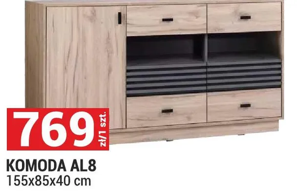 Komoda AL8 Allmo kolor dąb estana jasny/antracyt 155x85x40cm promocja w Merkury Market