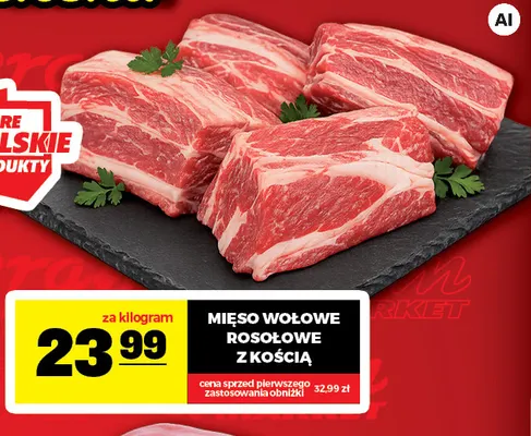 Mięso wołowe rosołowe z kością promocja w Gram Market