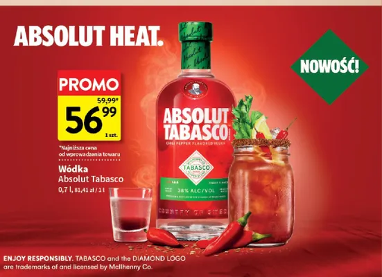Wódka Absolut Tabasco promocja w Intermarche