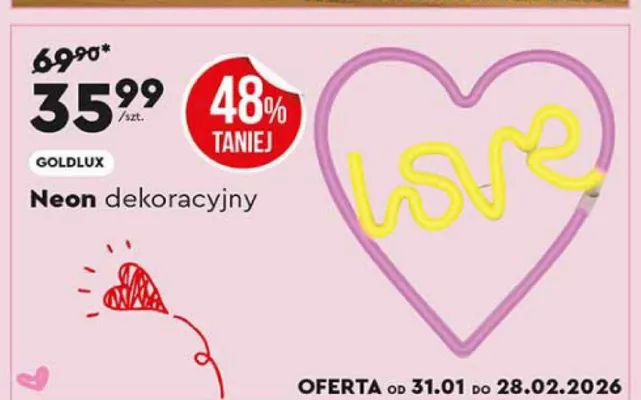 Neon dekoracyjny promocja w Biedronka