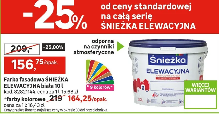 Farba fasadowa Elewacyjna biała promocja w Leroy Merlin
