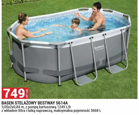 Basen stelażowy Bestway 5614A 3,05x2x0,84m z pompą kartuszową promocja w Merkury Market
