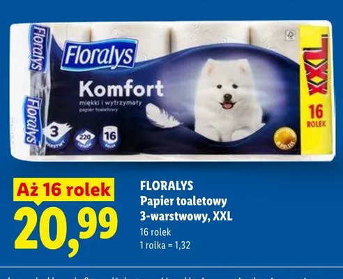 Papier toaletowy 3-warstwowy Floralys Komfort XXL promocja w Lidl