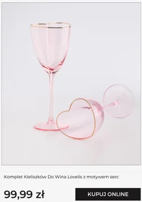 Komplet kieliszków do wina Home&You Lovelis z motywem serc promocja w home&you