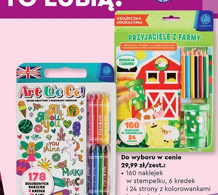 Zestaw kreatywny - 160 naklejek, kredki i kolorowanka z zadaniami promocja w Biedronka