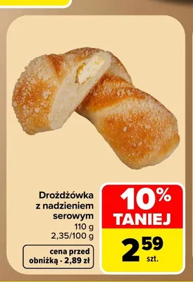 Drożdżówka z nadzieniem serowym promocja w Carrefour