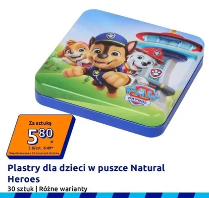 Plastry dla dzieci w puszce Natural Heroes promocja w Action