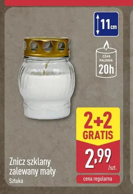 Znicz szklany zalewany mały promocja w Aldi