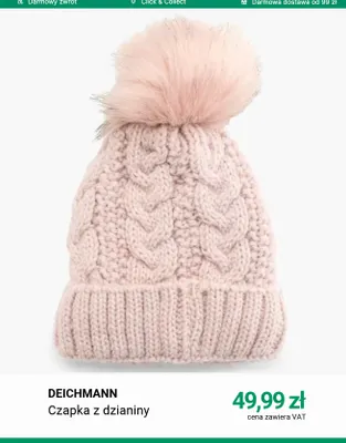 Czapka z dzianiny Deichmann promocja w Deichmann